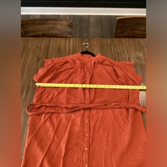 ARITZIA WILFRED free Tahoe copper red  organic cotton gauze Tie Mini dress S - Picture 6 of 11